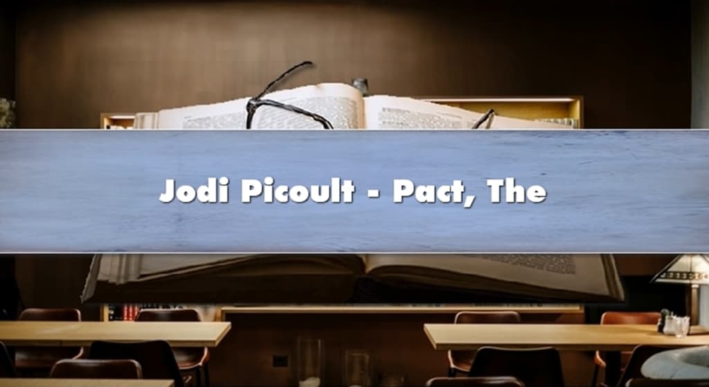 book with the title "Jodi Picoult - Pact, The" overlaid on a blurred background